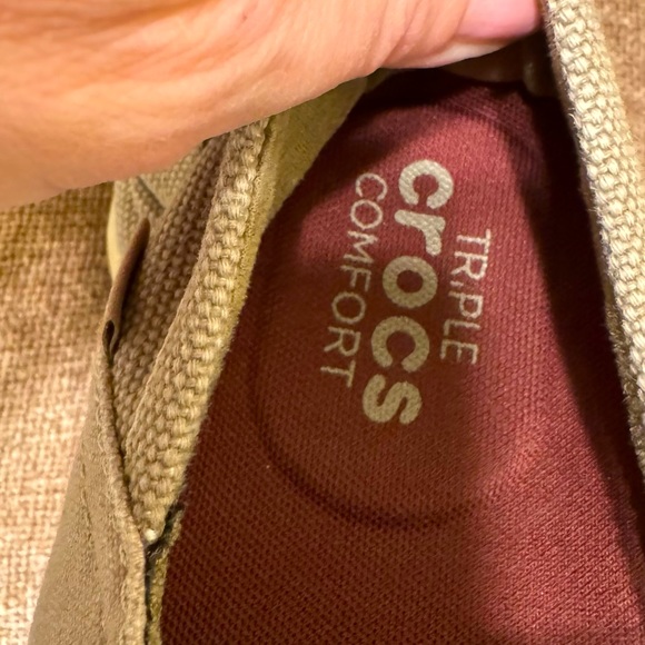Triple Comfort khaki colored slip on Croc with, or without, back heel support. - Picture 3 of 7